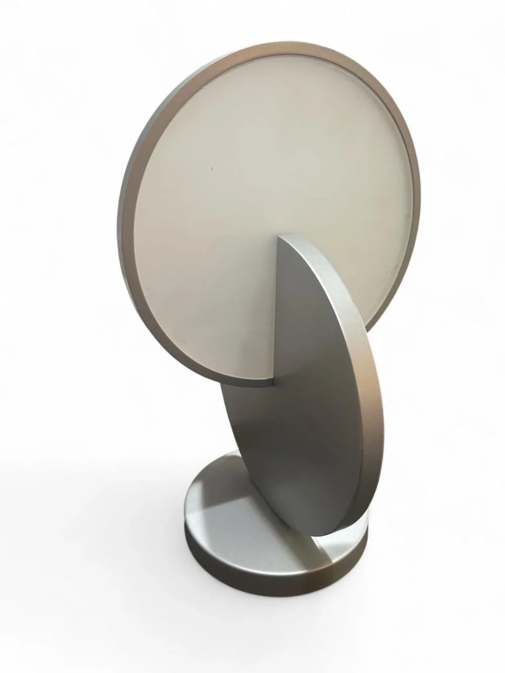 Modern Silver Eclipse Table Lamp Geometric LED Circle Desk Light Needs Cord